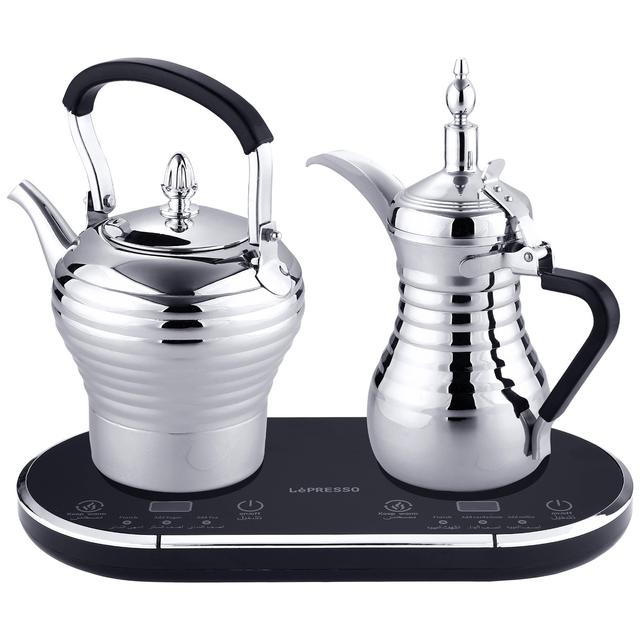 طقم دلة وبراد كهربائية 1600 واط فضي ليبريسو LePresso Electrical Arabic Coffee and Tea Maker - SW1hZ2U6MTc1OTAwOQ==