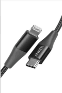 سلك شاحن ايفون 1.8 متر أبيض انكر Anker 1.8M Usb C 6ft Cable With Lightning Bk