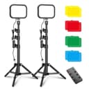 اضاءة تصوير مع ستاند ترايبود أبيكسيل قطعتين Apexel FL19 2Pcs Portable Led Light Kit with Tripod Stand and Color Filters